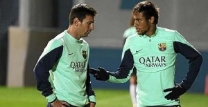Messi and Neymar in training